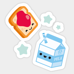 Milk, and toast, and jam Sticker